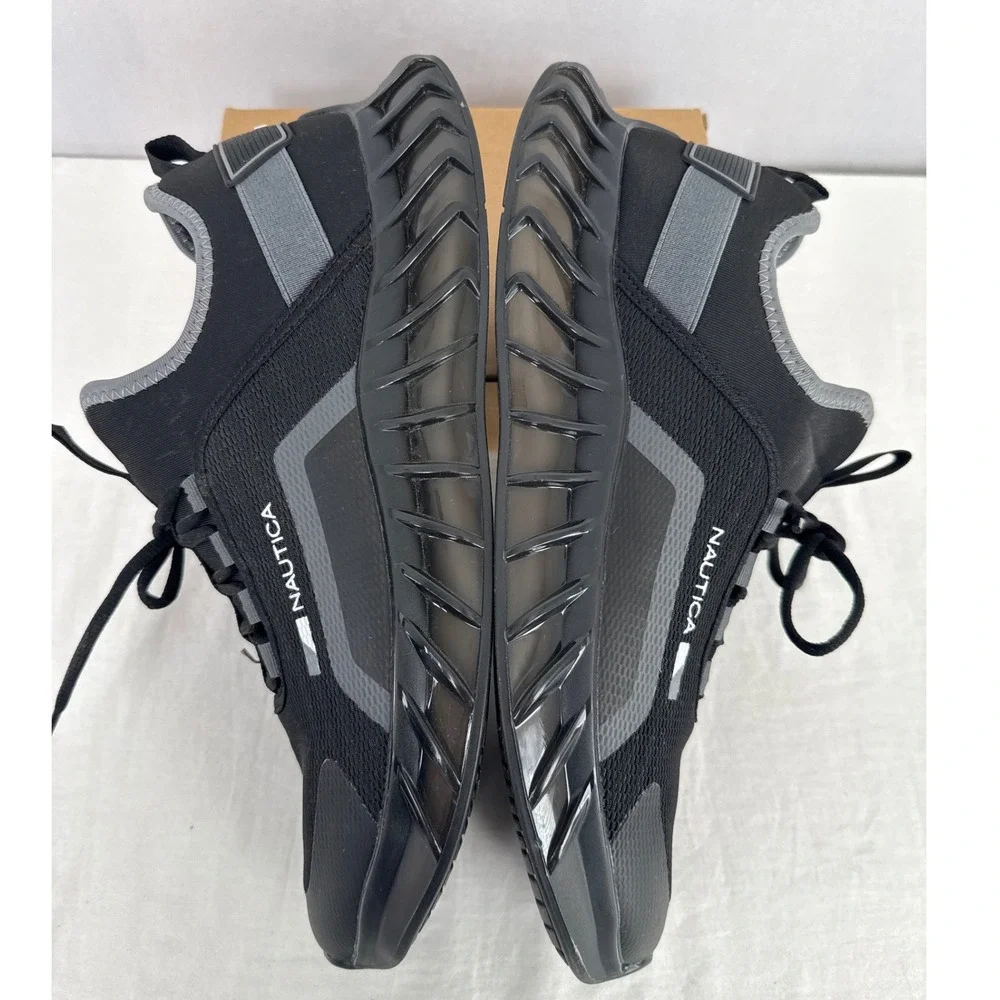 Nautica Liard Mens Black Grey Athletic Running Sneakers Ortholite Size 13